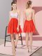 Great Red Criss Cross One Shoulder Beading Prom Party Dress Chiffon Sleeveless