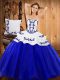 Sumptuous Floor Length Lace Up 15th Birthday Dress Royal Blue for Military Ball and Sweet 16 and Quinceanera with Embroidery