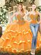 Sweetheart Sleeveless Organza Quinceanera Dresses Beading and Ruffled Layers Lace Up