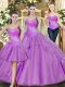 Lilac Sweetheart Lace Up Beading Quinceanera Dress Sleeveless