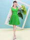 A-line Court Dresses for Sweet 16 Green Asymmetric Satin Sleeveless Mini Length Zipper