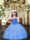 Baby Blue Pageant Dress Party and Quinceanera with Beading and Ruffles Spaghetti Straps Sleeveless Lace Up