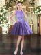 Lavender Sleeveless Beading Mini Length Prom Dresses