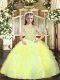 Cheap Yellow Green Straps Neckline Beading and Ruffles Little Girls Pageant Gowns Sleeveless Lace Up