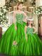 Admirable Floor Length Ball Gowns Sleeveless Green Quinceanera Gowns Lace Up
