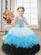 Amazing Multi-color Organza Lace Up Pageant Gowns For Girls Sleeveless Floor Length Beading and Ruffles