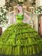 Sleeveless Beading and Ruffled Layers Side Zipper Quinceanera Dresses