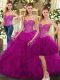 Floor Length Fuchsia Ball Gown Prom Dress Sweetheart Sleeveless Lace Up