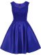 Sweet Mini Length Blue Wedding Party Dress Satin Sleeveless Lace