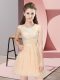 Exceptional Champagne Court Dresses for Sweet 16 Prom and Party and Wedding Party with Lace Scoop Sleeveless Side Zipper