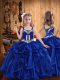 Royal Blue Sleeveless Embroidery and Ruffles Floor Length Child Pageant Dress