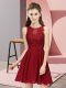 Custom Designed Wine Red Dama Dress Prom and Party with Appliques Scoop Sleeveless Zipper