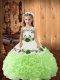 Low Price Sleeveless Embroidery and Ruffles Lace Up Little Girls Pageant Dress Wholesale