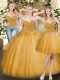 Colorful Gold Lace Up Quinceanera Gown Beading and Ruffles Sleeveless Floor Length