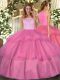 Floor Length Ball Gowns Sleeveless Hot Pink Quince Ball Gowns Clasp Handle
