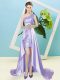 Sleeveless High Low Sequins Lace Up Prom Dress with Lavender