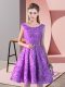 Scoop Sleeveless Lace Up Prom Dress Lavender Lace