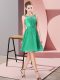 Custom Designed Turquoise Sleeveless Knee Length Appliques Zipper Bridesmaids Dress