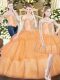Orange Red Lace Up Off The Shoulder Beading and Ruffled Layers Vestidos de Quinceanera Organza Sleeveless