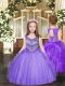 Best Lavender Ball Gowns Beading and Ruffles Little Girls Pageant Dress Wholesale Lace Up Tulle Sleeveless Floor Length