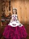 Beautiful Sleeveless Organza Floor Length Lace Up Pageant Dress Wholesale in Fuchsia with Embroidery and Ruffles