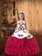 Hot Sale Floor Length Fuchsia Little Girl Pageant Dress Organza Sleeveless Embroidery and Ruffles