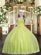 Beautiful Yellow Green Custom Made Pageant Dress Party and Sweet 16 and Quinceanera and Wedding Party with Appliques and Sequins Straps Sleeveless Lace Up