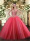 Stylish Sweetheart Sleeveless Lace Up Sweet 16 Dress Coral Red Tulle