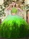 Superior Floor Length Multi-color Sweet 16 Quinceanera Dress Tulle Sleeveless Beading and Ruffles
