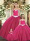 Most Popular Floor Length Ball Gowns Sleeveless Red Quinceanera Gowns Lace Up