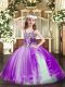 Purple High School Pageant Dress Party and Quinceanera with Appliques Straps Sleeveless Lace Up