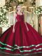 Ball Gowns 15 Quinceanera Dress Wine Red Straps Organza Sleeveless Floor Length Zipper