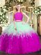 Graceful Multi-color 15 Quinceanera Dress Military Ball and Sweet 16 and Quinceanera with Ruffles Scoop Sleeveless Zipper