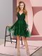Pretty Dark Green Backless V-neck Appliques and Ruffles Quinceanera Dama Dress Tulle Sleeveless