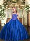Top Selling Floor Length Ball Gowns Sleeveless Royal Blue Pageant Dress for Teens Lace Up