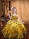 Eye-catching Gold Sleeveless Beading and Embroidery Floor Length Child Pageant Dress