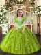 Enchanting Straps Sleeveless Lace Up Little Girls Pageant Gowns Yellow Green Organza
