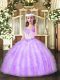 Beautiful Sleeveless Lace Up Floor Length Beading and Ruffles Little Girls Pageant Gowns