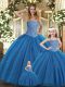 On Sale Ball Gowns Quinceanera Gowns Teal Sweetheart Tulle Sleeveless Floor Length Lace Up
