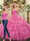 Fitting Sleeveless Lace Up Floor Length Beading and Ruffles Quinceanera Dress