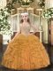 Orange Lace Up Straps Beading and Ruffles Pageant Gowns For Girls Tulle Sleeveless
