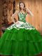 Sleeveless Sweep Train Lace Up Embroidery Vestidos de Quinceanera