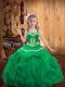 Turquoise Organza Lace Up Straps Sleeveless Floor Length Girls Pageant Dresses Embroidery and Ruffles