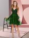Super Green Backless Bridesmaid Dresses Appliques and Ruffles Sleeveless Knee Length
