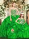 Sweetheart Sleeveless Lace Up Ball Gown Prom Dress Green Organza