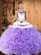 Ideal Lavender Sleeveless Embroidery Floor Length Sweet 16 Dress