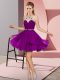 Dark Purple Zipper Halter Top Beading Evening Dress Chiffon Sleeveless