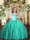 Fashionable Satin Sleeveless Floor Length Pageant Dress for Teens and Appliques