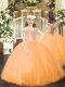 Orange Little Girls Pageant Gowns Party and Quinceanera with Beading Off The Shoulder Sleeveless Lace Up