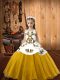 Stunning Gold Straps Neckline Embroidery Little Girl Pageant Dress Sleeveless Lace Up